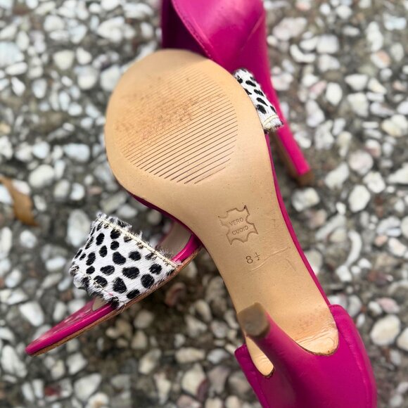 ANDLA Fuchsia Leather Calf Hair Heels 8.5 - Picture 6 of 9